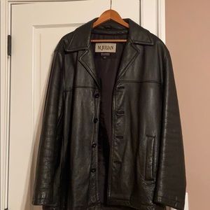 Men’s black leather jacket